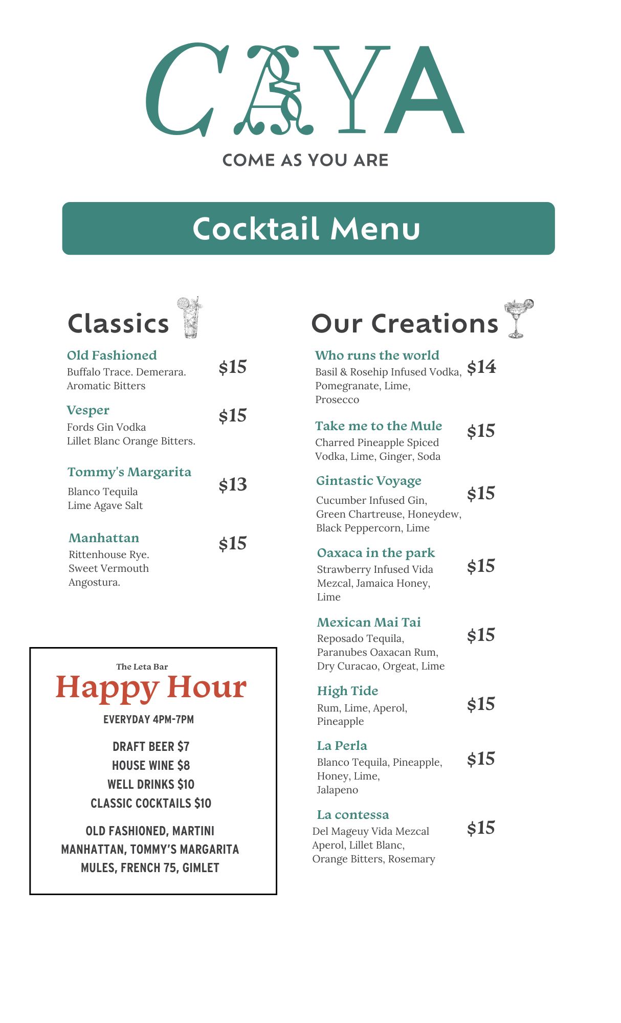 CAYA Cocktail Menu (1)